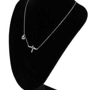 Alternative view of 1,5mm x 51,5 cm Szívdobbanás nemesacél nyaklánc medálokkal, ezüst színű női nyaklánc szett EKG