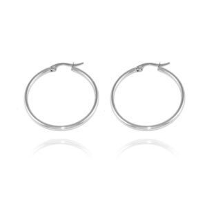 Alternative view of 30 mm karika fülbevaló, ezüst színű női nemesacél fülbevaló