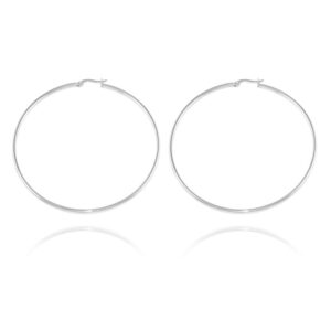 Alternative view of 70 mm karika fülbevaló, ezüst színű női nemesacél fülbevaló