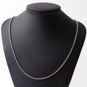 Alternative view of 2,5mm Nemesacél nyaklánc kerekített négyzetes lánc szemes, ezüst színű uniszex férfi női vékony nyaklánc 45 cm-től 75 cm-ig választható 5 cm-ként