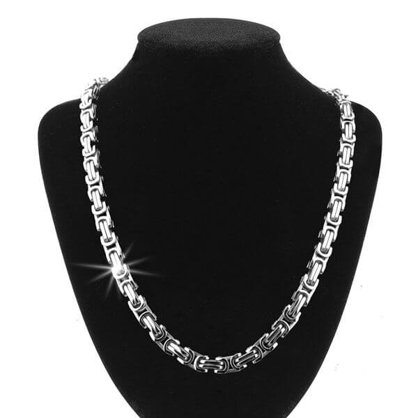 5 mm Bizánci mintás férfi ezüst színű nemesacél nyaklánc 55 cm-től 70 cm-ig választható 5 cm-ként - Image 4