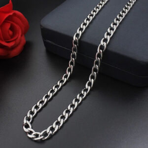 Alternative view of 5,5mm Nemesacél nyaklánc egyszerű letisztult minta, ezüst színű uniszex férfi női nyaklánc 46 cm-től 76 cm-ig választható 5 cm-ként