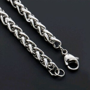 Alternative view of 6 mm Nemesacél karlánc fonott, ezüst színű uniszex férfi női karlánc 20 cm-től 25 cm-ig választható 2,5 cm-ként