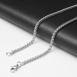 Alternative view of Anti nemesacél nyaklánc sűrű szemezésű ezüst fazonban 50 cm - 60 cm - 70 cm hosszúságban választható 4 mm vastag