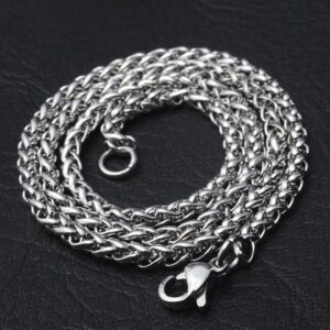 Alternative view of Anti nemesacél nyaklánc sűrű szemezésű ezüst fazonban 50 cm - 60 cm hosszúságban választható 8 mm vastag