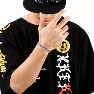 Alternative view of Figaro nemesacél karlánc ezüst fazonban 16-20 cm hosszú 6 mm széles