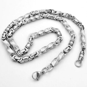 Alternative view of Nemesacél nyaklánc bizánci és csavart szemekkel 50 cm - 60 cm - 70 cm hosszúságban választható 6 mm széles