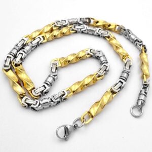 Nemesacél nyaklánc csavart arany fazonú szemekkel 50 cm hosszú és 6 mm széles-03