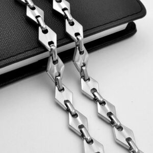 Alternative view of Nemesacél nyaklánc trendi négyszög alakú szemekkel 50 cm - 60 cm - 70 cm hosszúságban választható és 11 mm széles