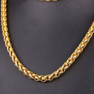 Alternative view of Anti nemesacél nyaklánc sűrű szemezésű arany fazonban 50 cm - 60 cm választható 6 mm vastag