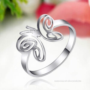 Pillangó nemesacél gyűrű  ezüst fazonban