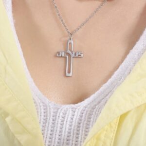 Alternative view of Kereszt nemesacél medál  Jesus felirattal 41 mm x 25 mm